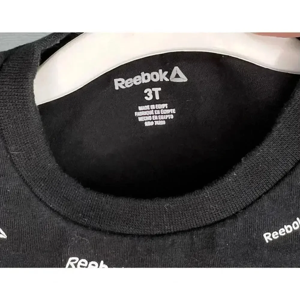 Reebok black short sleeve T shirt pink graphic logo Size 3T